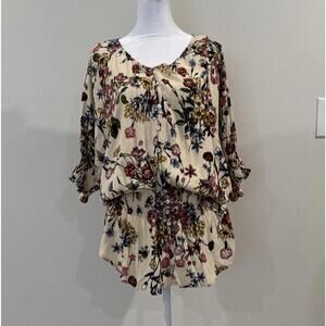 Easel Womens S Short Sleeve Oversized Top Whimsigoth Blouse Smocked Peasant